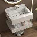 Plantex Slab Tile Vanity/Floating Vanity with Washbasin for Bathroom/Wall Mount Cabinet with Basin - (24 x 18 inch, ED-07 - Marble Finish)
