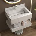 Plantex Slab Tile Vanity/Floating Vanity with Washbasin for Bathroom/Wall Mount Cabinet with Basin - (24 x 18 inch, ED-07 - Marble)