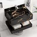 Plantex Slab Tile Vanity with Washbasin for Bathroom/Floating Vanity/Wall Mount Cabinet with Basin - 24 x 18 inch (ED-Black-Marble)