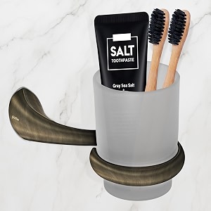 plantex smero pure brass tooth brush holdertumbler holdertoothpaste holderbathroom accessories - contrive rich antique