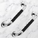 Plantex 13 Inch SS-304 Grade Bathroom Handle for Senior Citizen/Comfort Gripped Grab Bar for Toilet Senior Citizen - Pack of 2 (Chrome &amp; Black)