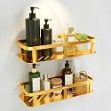 Plantex Stainless 304 Grade Steel Shelf for Bathroom/Kitchen Rack - Bathroom Accessories - Pack of 2 (12X5 Inches-PVD Gold Finish)
