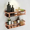 Plantex Stainless 304 Grade Steel Shelf for Bathroom/Kitchen Rack - Bathroom Accessories - Pack of 2 (12X5 Inches-PVD Rose Gold Finish)