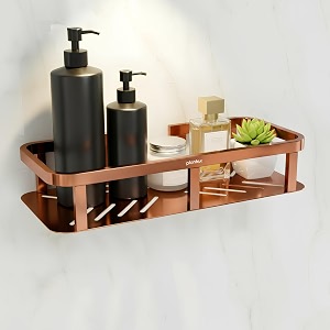 plantex stainless steel 304 grade shelf for bathroomstorage organizerkitchen rack - bathroom accessories - pack of 1 12x5 inches-pvd rose gold finish