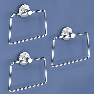 plantex stainless steel towel ring for bathroomwash basinnapkin-towel hangerbathroom accessories chrome-trapezium - pack of 3