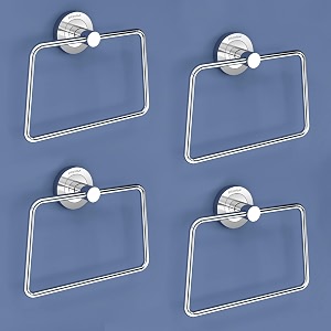 plantex stainless steel towel ring for bathroomwash basinnapkin-towel hangerbathroom accessories chrome-trapezium - pack of 4