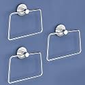 Plantex Stainless Steel Towel Ring for Bathroom/Wash Basin/Napkin-Towel Hanger/Bathroom Accessories (Chrome-Trapezium) - Pack of 3