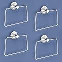 Plantex Stainless Steel Towel Ring for Bathroom/Wash Basin/Napkin-Towel Hanger/Bathroom Accessories (Chrome-Trapezium) - Pack of 4