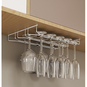 plantex stainless steel wine glass rackholder upside down glass hanging organizerglass hanging stand for pubskitchenbars - single line - l20 x w45 inches tiered shelf