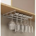 Plantex Stainless Steel Wine Glass Rack/Holder Upside Down Glass Hanging Organizer/Glass Hanging Stand for Pubs/Kitchen/Bars - (Single Line - L20 x W4.5 Inches), Tiered Shelf