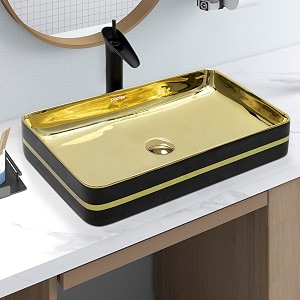 plantex ceramic wash basin for bathroomtable top ceramic basinwashbasin for bathroom black - 24 x 14 x 5 inch