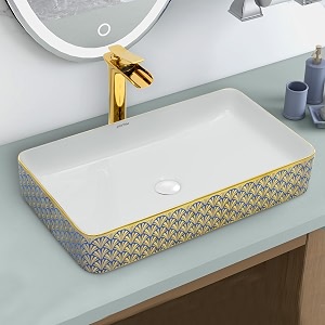 plantex table top wash basin for bathroomdesigner ceramic basincountertop vessel sink basin - indo-european collection 24 x 14 x 5 inch