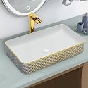 Plantex Table Top Wash Basin For Bathroom/Designer Ceramic Basin/Countertop Vessel Sink Basin - Indo-European Collection (24 x 14 x 5 Inch)