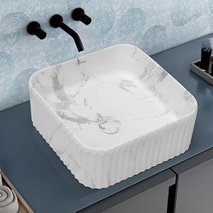 plantex tabletop wash basin for bathroomdesigner ceramic basin with 10 years glaze warranty by plantexcountertop wash basinhomeoffice marble white - 16 x 16 x 65 inch