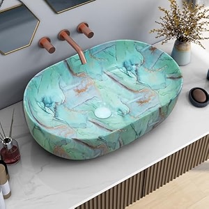 plantex tabletop wash basin for bathroomdesigner ceramic hand wash sinkoval countertop wash basin for homeofficehotel 22 x 135 x 6 inch