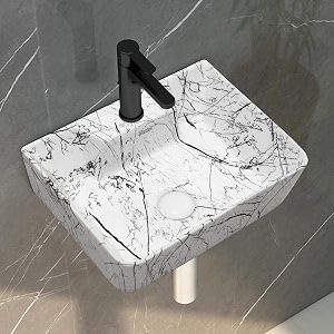 plantex wall mounted wash basin for bathroomdesigner ceramic washbasinrectangle small basin for handwashhomeoffice 16 x 12 x 45 inch