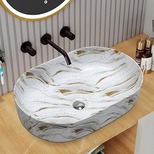 plantex tabletop wash basin for bathroomdesigner ceramic hand wash sinkoval countertop wash basin for homeofficehotel 22 x 135 x 6 inch