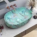 Plantex Tabletop Wash Basin for Bathroom/Designer Ceramic hand Wash Sink/Oval Countertop Wash Basin for Home/Office/hotel (22 x 13.5 x 6 Inch)