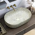 Plantex Tabletop Wash Basin for Bathroom/Designer Ceramic hand Wash Sink/Oval Countertop Wash Basin for Home/Office/hotel (22 x 13.5 x 6 Inch)
