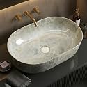 Plantex Tabletop Wash Basin for Bathroom/Designer Ceramic hand Wash Sink/Oval Countertop Wash Basin for Home/Office/hotel (22 x 13.5 x 6 Inch)