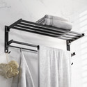 Plantex Towel Rack for Bathroom/Towel Bar/24 In Towel Holder with Towel Rod for Bathroom Black Towel Holder (Stainless Steel)