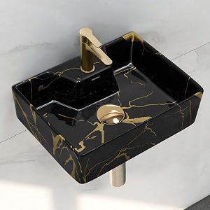 plantex wall hung wash basin for bathroomceramic square countertop basinbathroom sinkblack washbasin for homehotel 16x125x5 inch