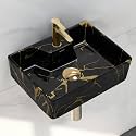 Plantex Wall Hung Wash Basin for Bathroom/Ceramic Square Countertop Basin/Bathroom Sink/Black Washbasin for Home/Hotel (16x12.5x5 Inch)