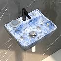 Plantex Wallmount Basin for Bathroom/Designer Ceramic Wall Hung Hand Wash Basin/Rectangle Countertop Wash Basin/Home/Office (Blue - 17.5 x 14 x 5 Inch)