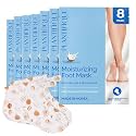PLANTIFIQUE Korean Foot Mask for Dry Cracked Feet, 8 Pairs & Box | Hydrating & Moisturizing Socks for Baby Soft Feet - Softens Heels with Coconut Oil & Shea Butter, Mascarilla Pies