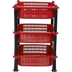 plastic 3 layer multi-purpose kitchen storage basket rack  vegetable basket for kitchen random color