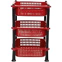 Plastic 3 Layer Multi-Purpose Kitchen Storage Basket Rack | Vegetable Basket for Kitchen Random Color