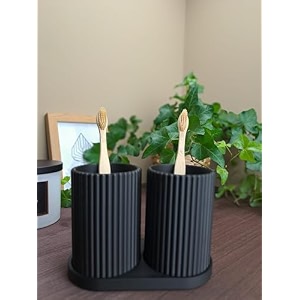plastic 3d printed minimalistic toothbrush holders for bathroom multipurpose storage holder stand for bathroom toothbrush organizer for family black