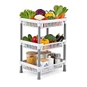 Plastic 4 Layer Multi-Purpose Kitchen Storage Basket Rack|Vegetable Basket for Kitchen (Grey Tiered Shelf) (4 LAYER STORAGE RACK)