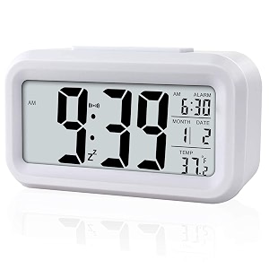 plastic battery operated kids and adults desk bedside easy gifts sunrise wake night light digital alarm clock for bedroom white