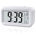 Plastic Battery Operated Kids and Adults Desk Bedside Easy Gifts Sunrise Wake Night Light Digital Alarm Clock for Bedroom (White)