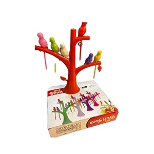 plastic bird fruit fork set 6-pieces with stand colour may vary
