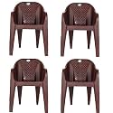 Plastic Chair | Chairs for Home | Dining &amp; resturant | Office, Garden, Indoor &amp; Outdoor | Kursi | Color - Brown | Plastic Chairs Set of 4 Pieces