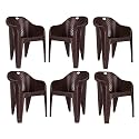 Homiboss Plastic Chair Set of 6, kursi, Chairs for Home, Office, Outdoor and Indoor Color - Brown Set of 6 Pieces
