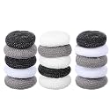 Plastic Dish Scrubbers for Dishes 15Pcs Plastic Pot Round Scrubber Scouring Pad Assorted Colors Nylon Non Scratch Dish Scrubber for Kitchen Cleaning (Black, White, Gray)
