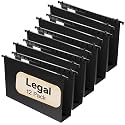 Plastic Extra Capacity Legal Size Hanging File Folders,12 Pack Reinforced Legal Hanging Folders,Heavy Duty 2 Inch Expansion,Adjustable Tabs,Filing Cabinet Folders for Bulky Files (Black)