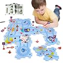 Plastic Floor Puzzles for Kids with Airplane Toy Car, Puzzle Track Car Play Set, Educational Toys for 3 4 5 6 Year Old Boys, 3 4 5 6 Year Old Boy Birthday Gift, Kids Toys Boys 3-5