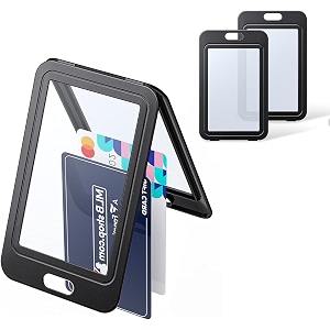 plastic id card holder for office and school use locking style pack of 10 vertical black
