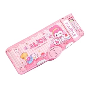 plastic multifunctional school pencil box with calculator cute cartoon stationary compass for boys with inbuilt scissor ruler eraser amp sharpener magnetic box best gifts kids