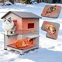 Plastic Outdoor Cat House with Soft Mat, Insulated Cat Houses for Winter