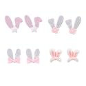 Mikovivi 4 Pairs Bunny Ear Plastic Earrings for Girls, Cute Animal Stud Post Earrings with Rabbit Design Lightweight &amp; Comfortable for Sensitive Ears Women
