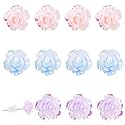 Plastic Earrings, Flower Stud Earrings Colorful Daisy Rose Post Floral Ear Studs Plastic for Sensitive Ears