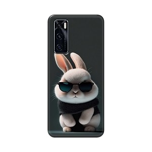 plastic printfidaa printed hard back cover case for vivo v20 se back cover cool baby rabbit -112 black