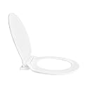 TAXAN Round Toilet Seat Cover (41 cm x 35 cm)| White Plastic Commode Seat cover With Soft Close Mechanism Glossy Finish | Western Commode Seat with DIY Installation Kit
