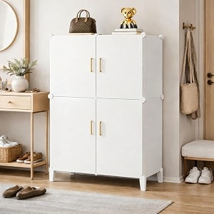 Plastic Shoe Rack for Home with Door
