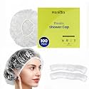 Plastic Shower Cap for Women &amp; Men (Pack of 100) - Waterproof &amp; Reusable Showercap for Hotel, Bathroom, Spa &amp; Salon - Hair Cover Heat Cap for Hair Spa - Disposable Shower Caps - Universal Fit